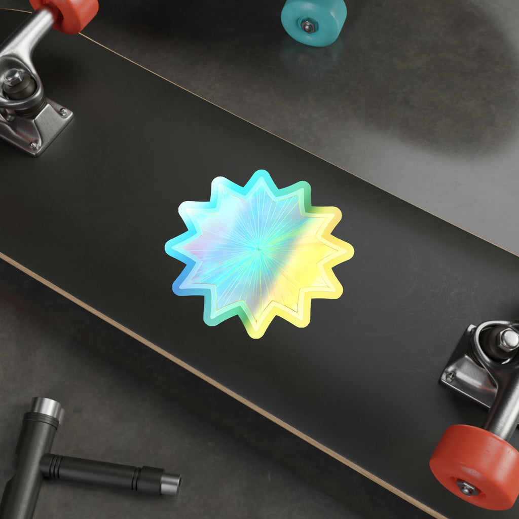 Holographic Starburst Die-Cut Sticker — Iridescent Rainbow Vinyl for Skateboards, Laptops & Water Bottles