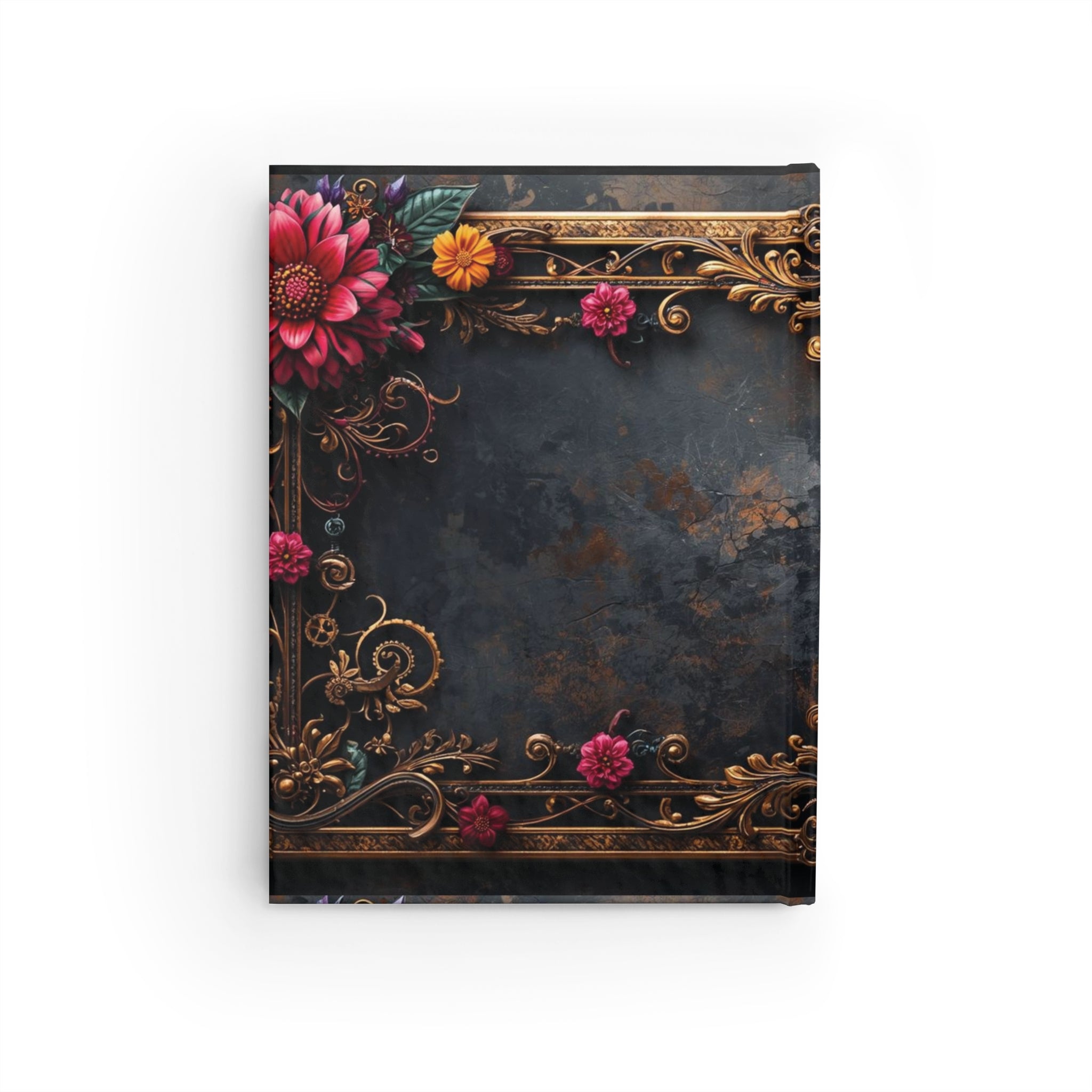 Hardcover Journal — Vintage Floral Frame Ruled Notebook