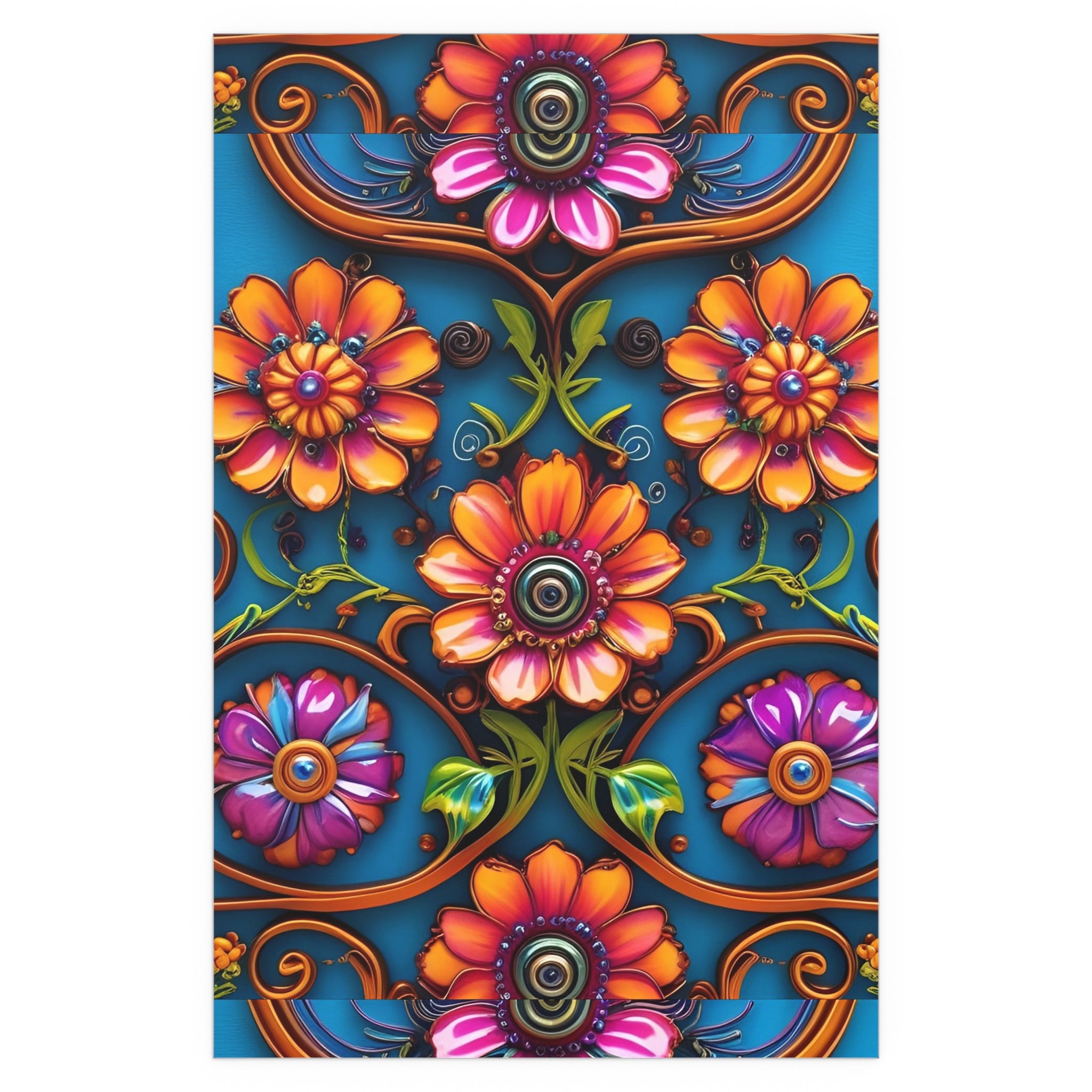 Floral Silk Poster – Vibrant Boho Wall Art for Indoor & Outdoor Decor