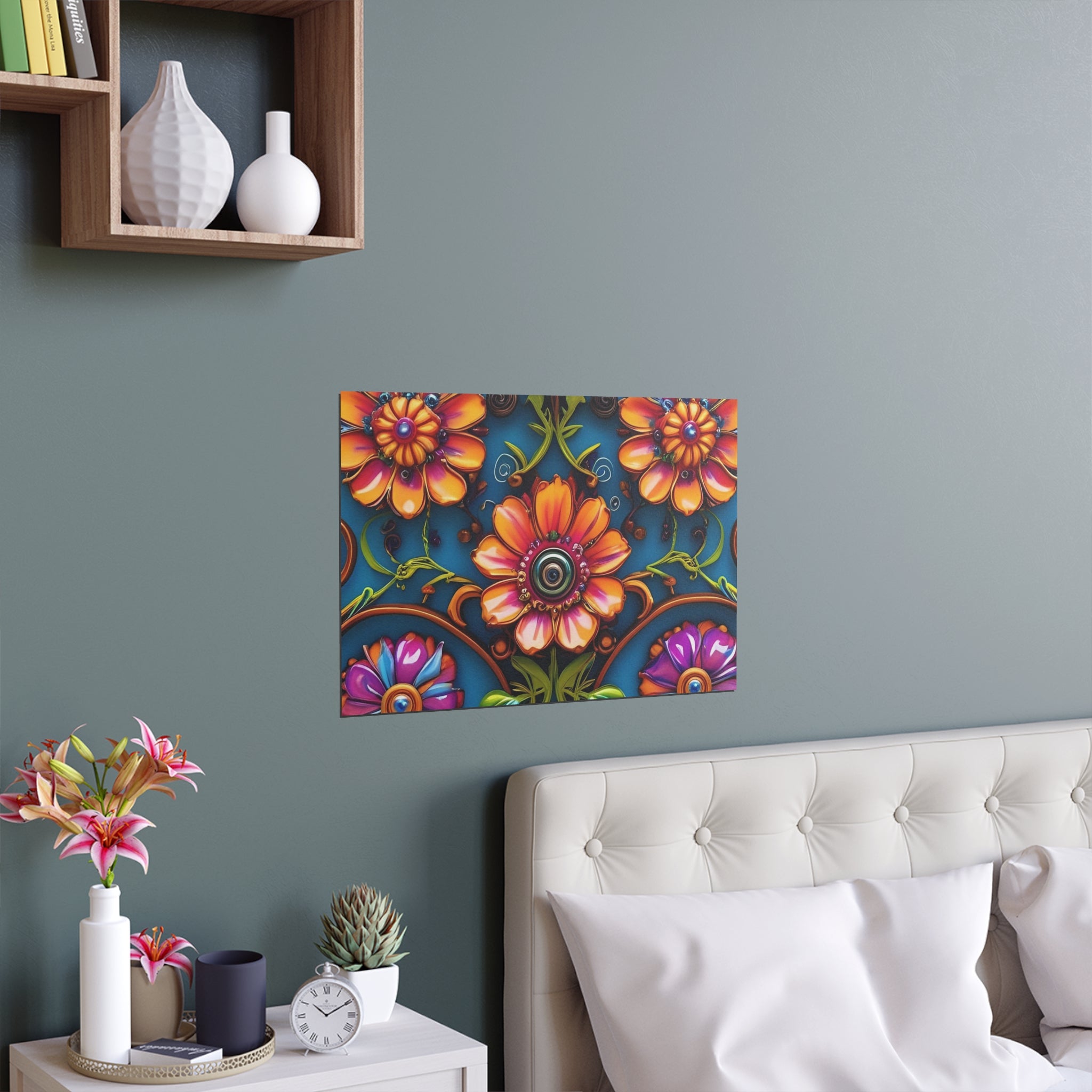 Floral Silk Poster – Vibrant Boho Wall Art for Indoor & Outdoor Decor