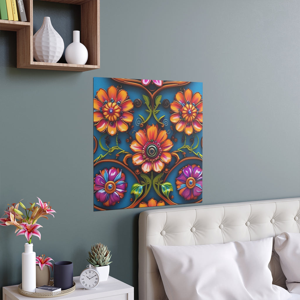 Floral Silk Poster – Vibrant Boho Wall Art for Indoor & Outdoor Decor