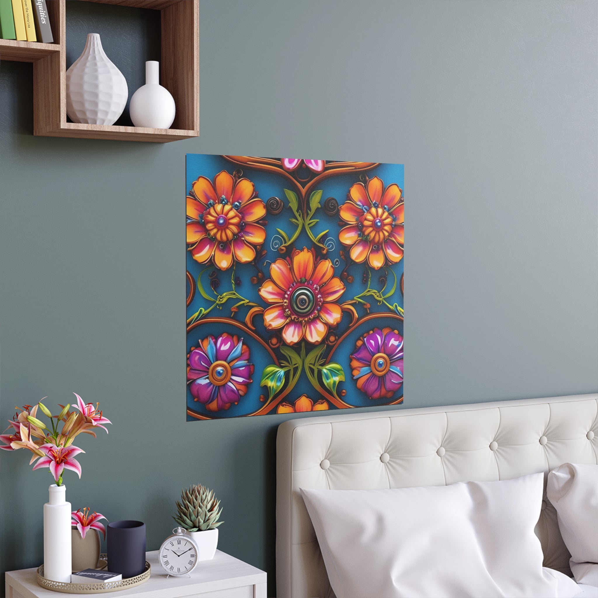 Floral Silk Poster – Vibrant Boho Wall Art for Indoor & Outdoor Decor