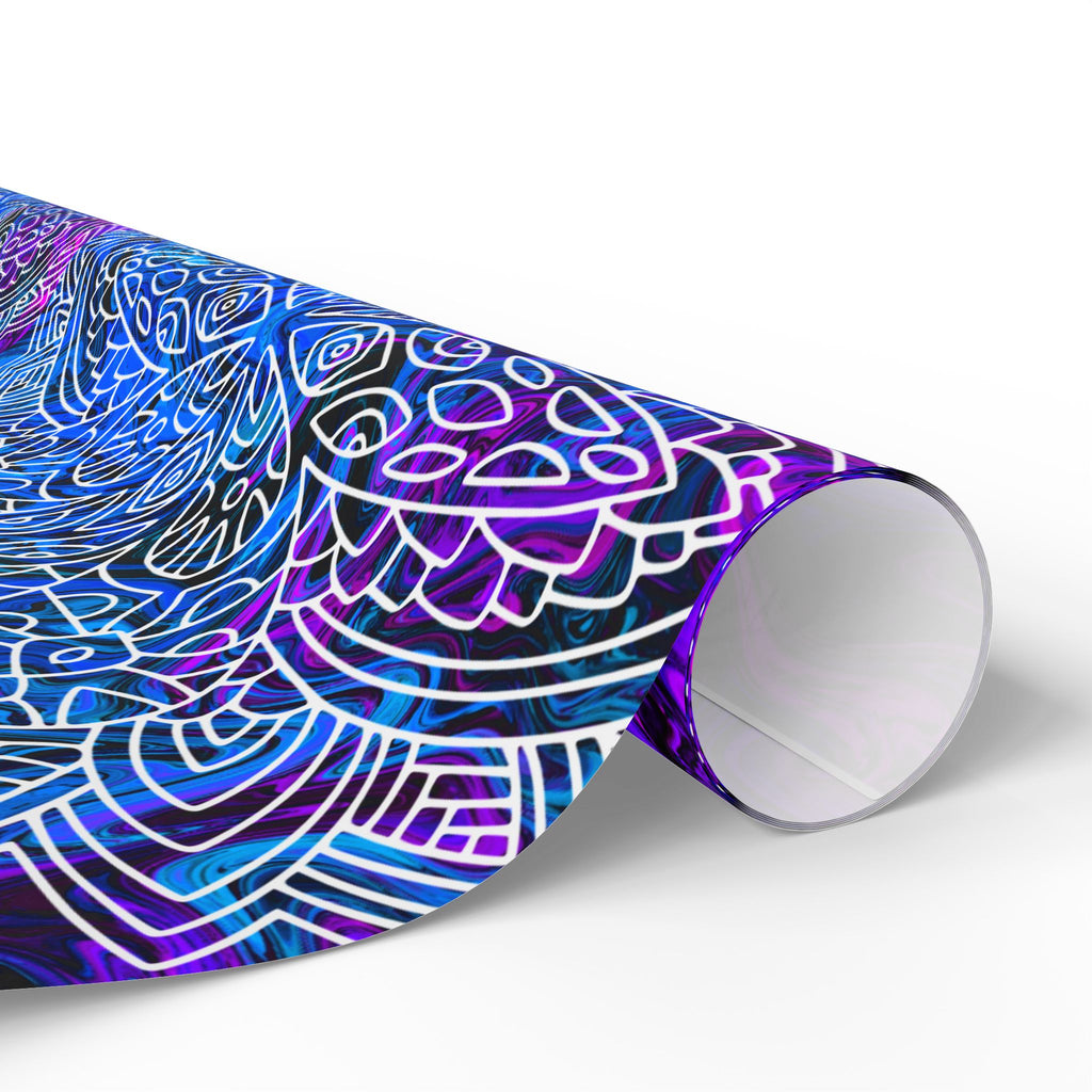 Psychedelic Mandala Wrapping Paper – Blue & Purple Marble Gift Wrap