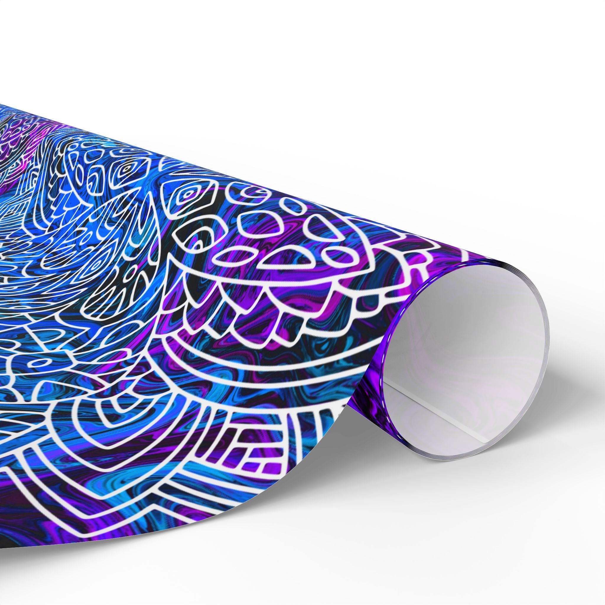 Psychedelic Mandala Wrapping Paper – Blue & Purple Marble Gift Wrap