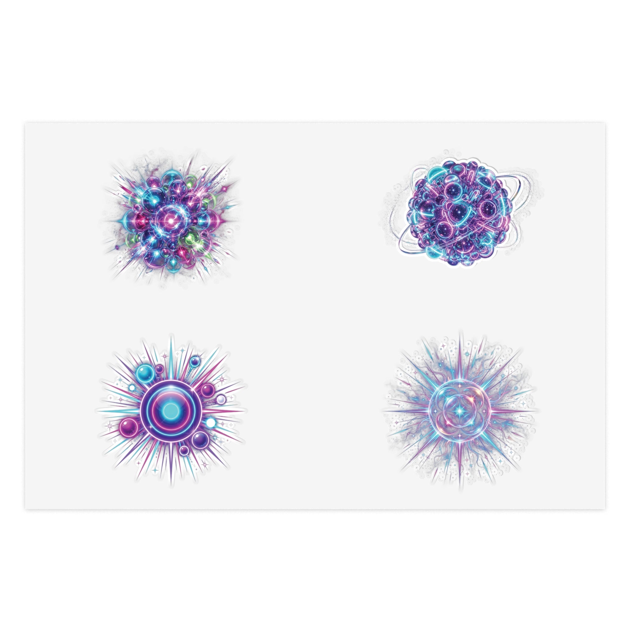 Cosmic Burst Sticker Sheet — Iridescent Galaxy Orb Decals