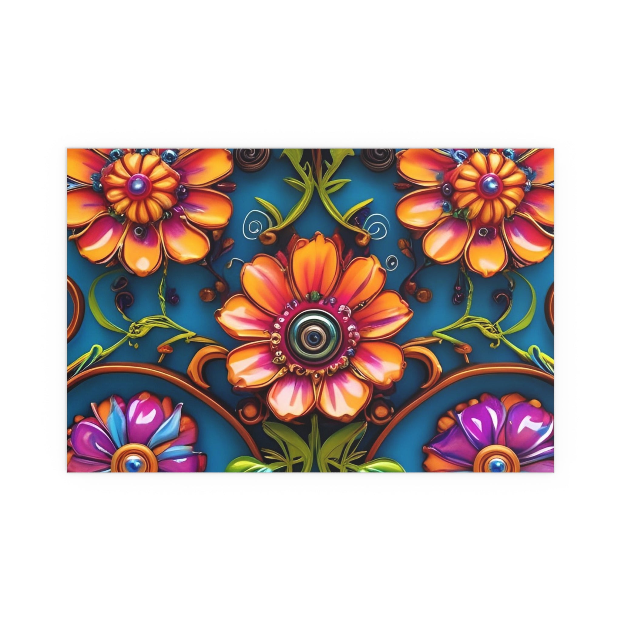 Floral Silk Poster – Vibrant Boho Wall Art for Indoor & Outdoor Decor