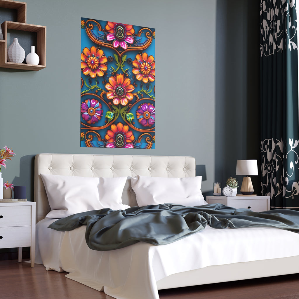 Floral Silk Poster – Vibrant Boho Wall Art for Indoor & Outdoor Decor