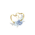 Gold Double Hearts Floral Sticker — Romantic Wedding & Anniversary Kiss-Cut Decal