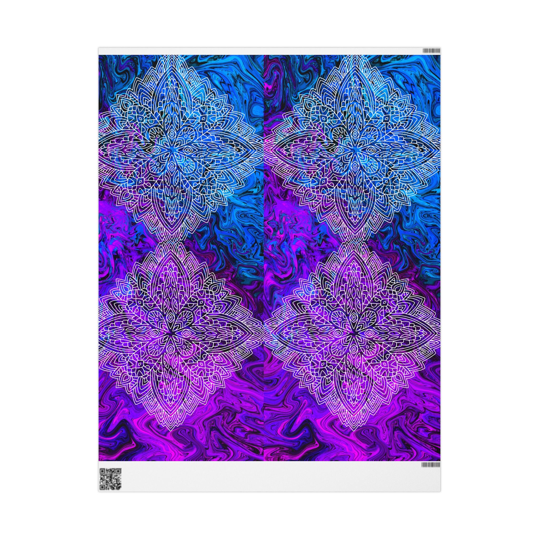 Psychedelic Mandala Wrapping Paper – Blue & Purple Marble Gift Wrap