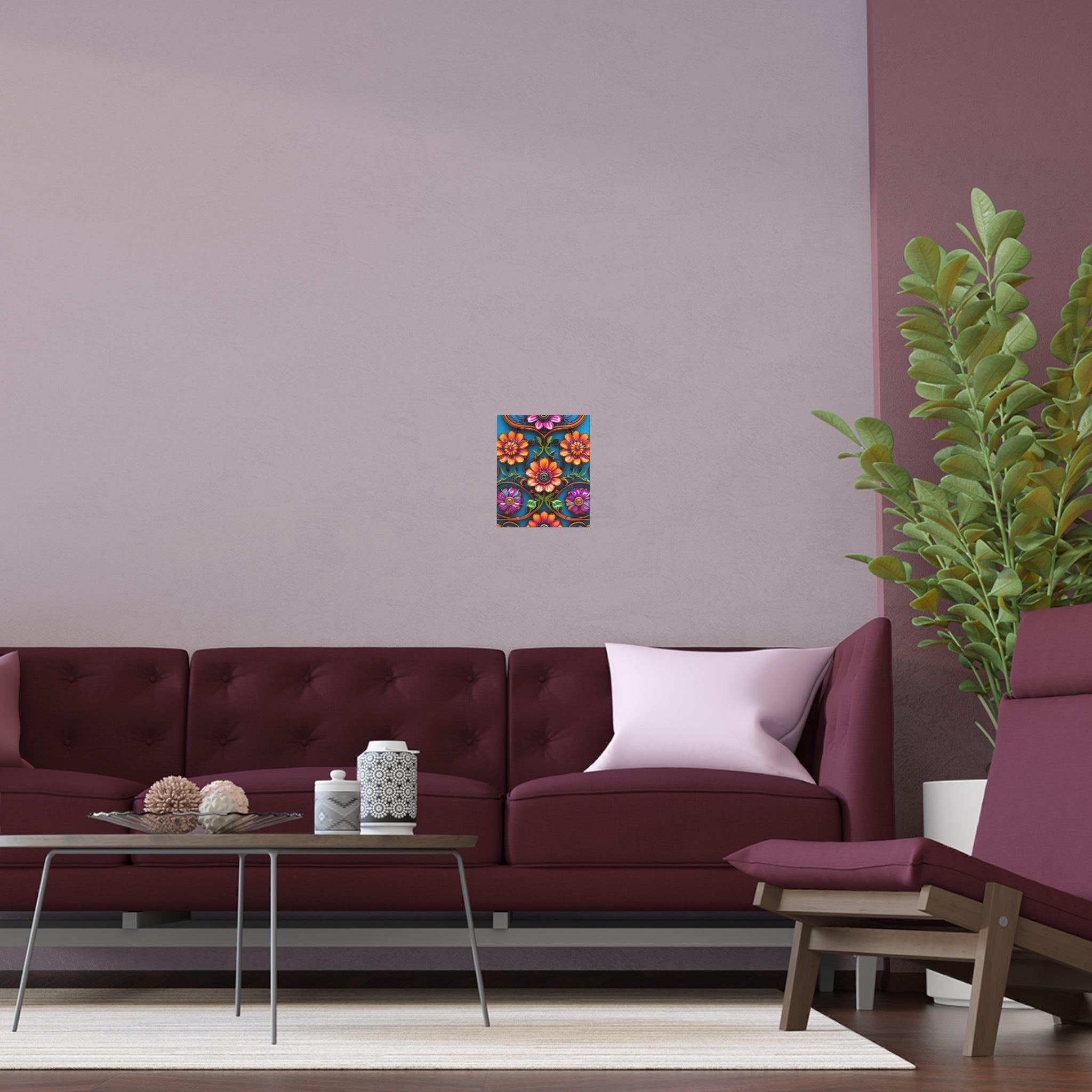 Floral Silk Poster – Vibrant Boho Wall Art for Indoor & Outdoor Decor
