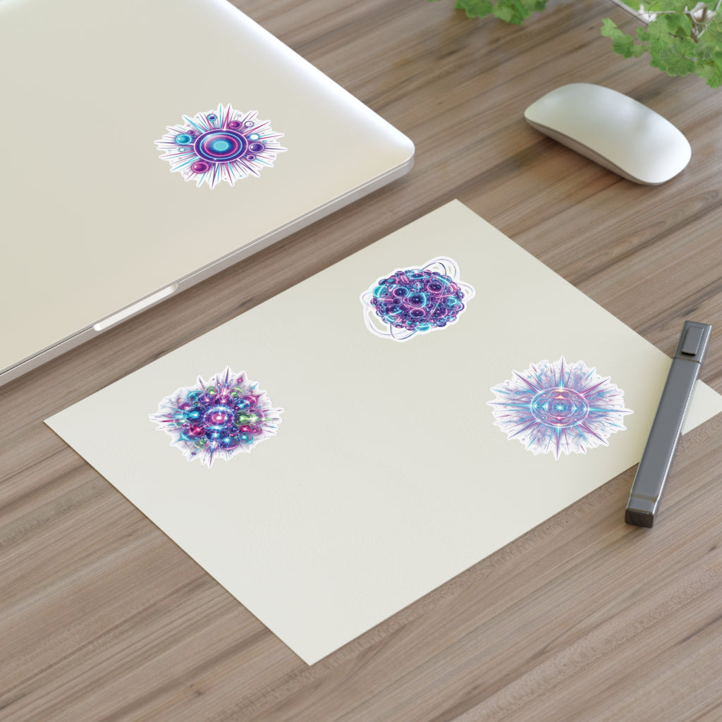 Cosmic Burst Sticker Sheet — Iridescent Galaxy Orb Decals