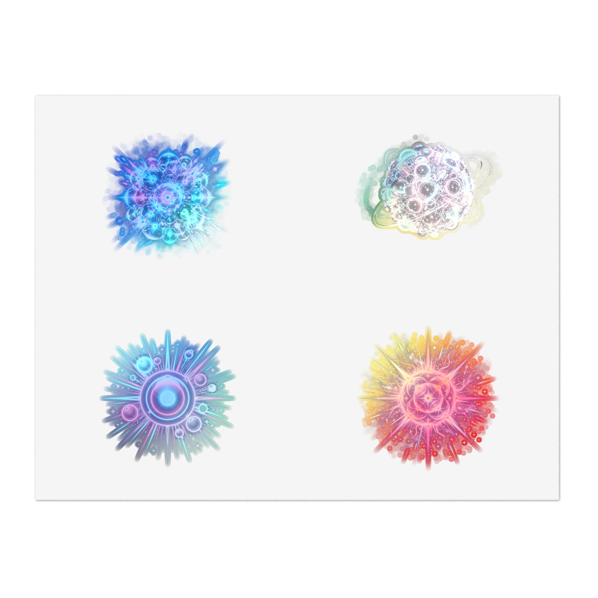Cosmic Burst Sticker Sheet — Iridescent Galaxy Orb Decals