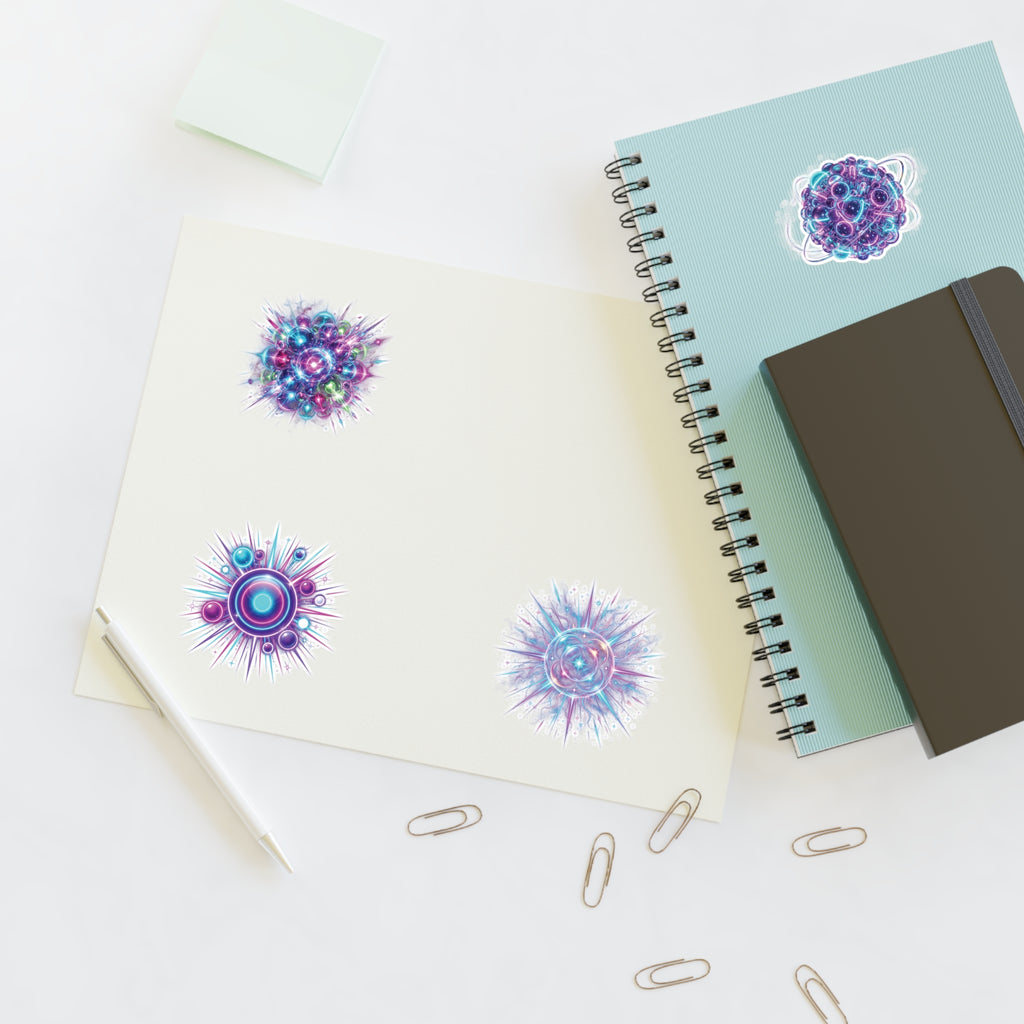 Cosmic Burst Sticker Sheet — Iridescent Galaxy Orb Decals