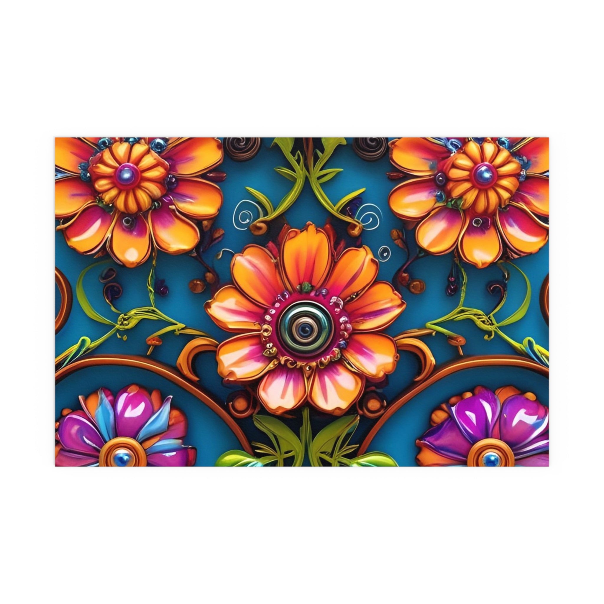 Floral Silk Poster – Vibrant Boho Wall Art for Indoor & Outdoor Decor