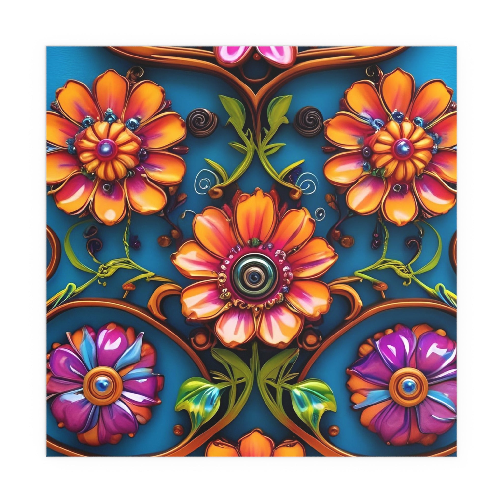 Floral Silk Poster – Vibrant Boho Wall Art for Indoor & Outdoor Decor