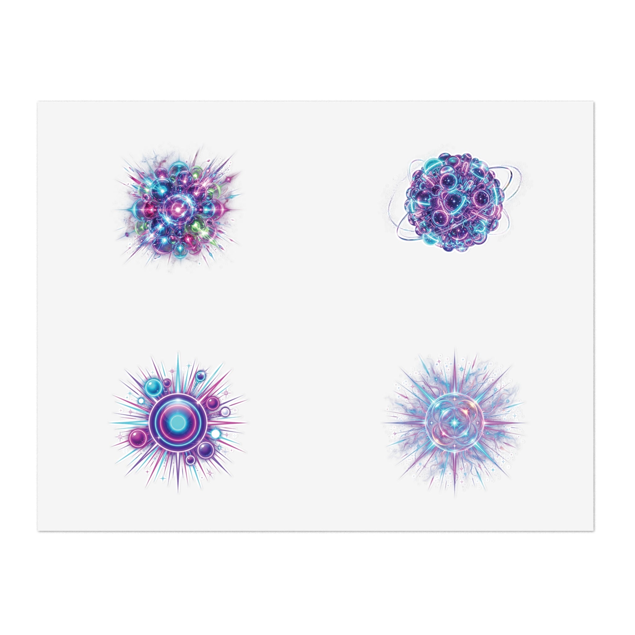 Cosmic Burst Sticker Sheet — Iridescent Galaxy Orb Decals