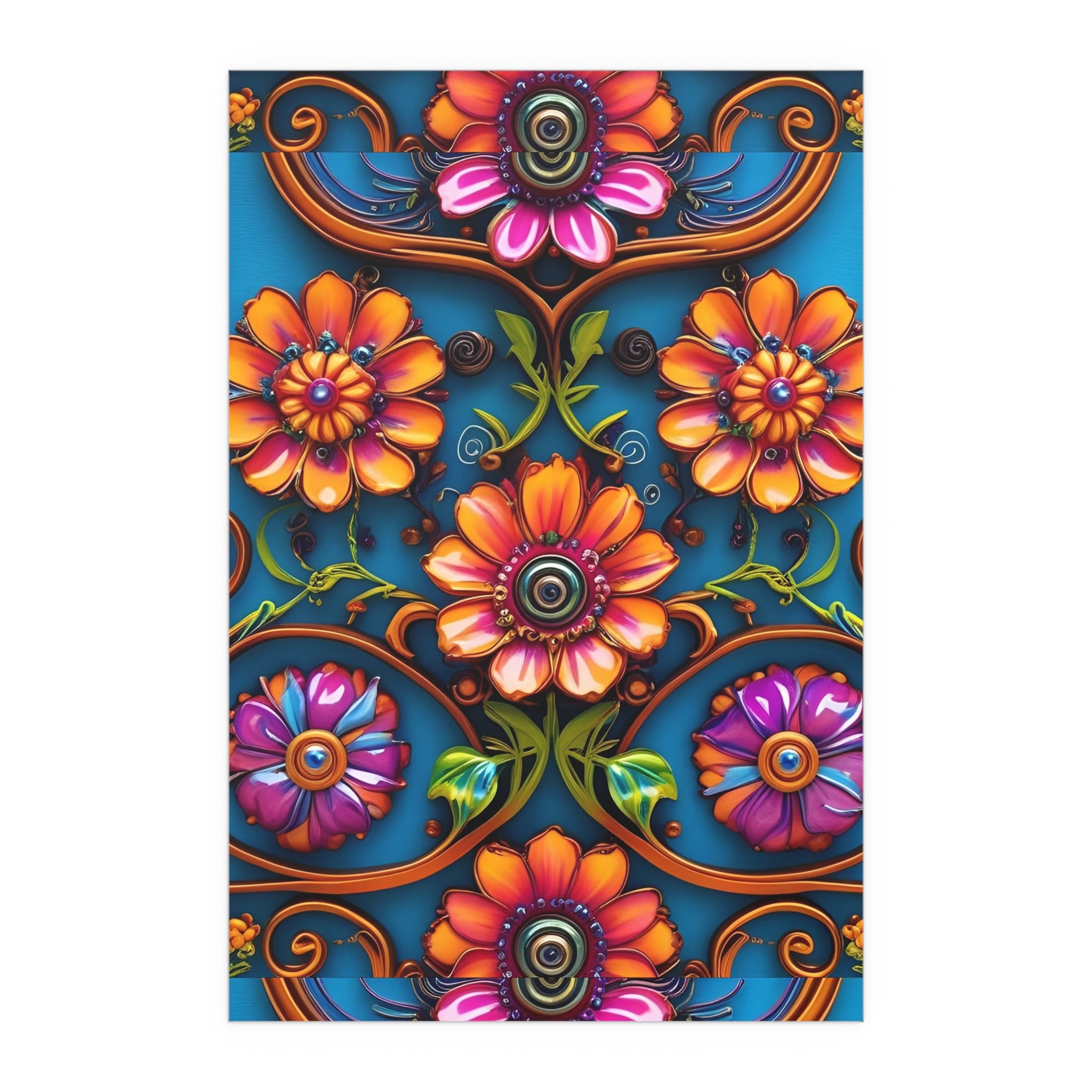 Floral Silk Poster – Vibrant Boho Wall Art for Indoor & Outdoor Decor
