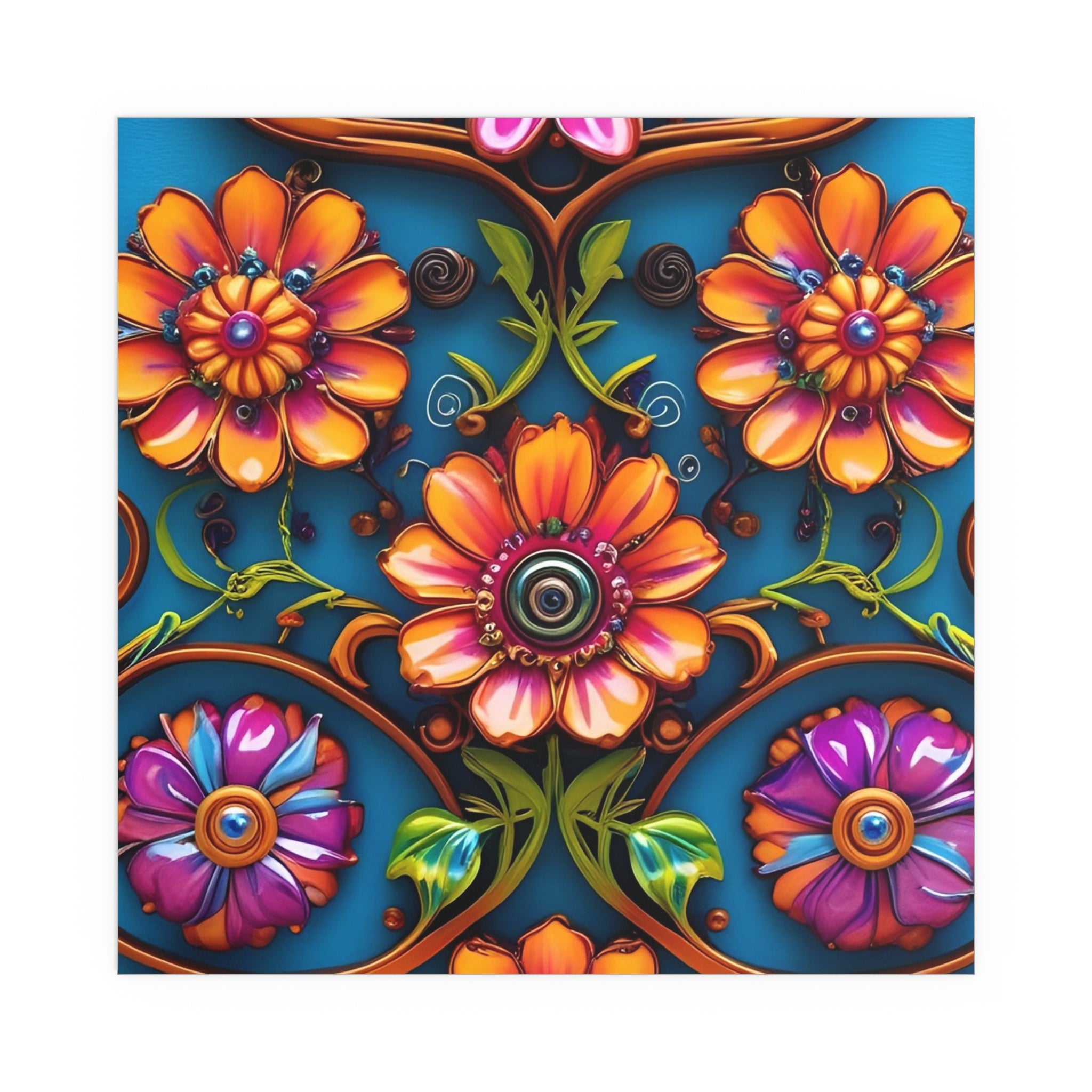 Floral Silk Poster – Vibrant Boho Wall Art for Indoor & Outdoor Decor