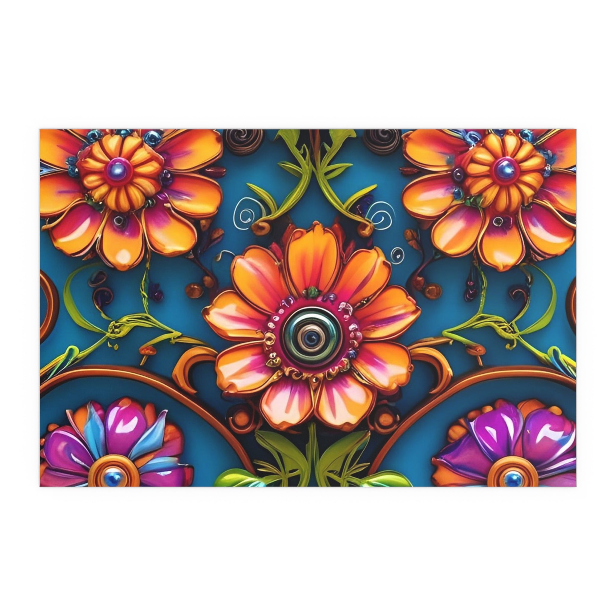 Floral Silk Poster – Vibrant Boho Wall Art for Indoor & Outdoor Decor