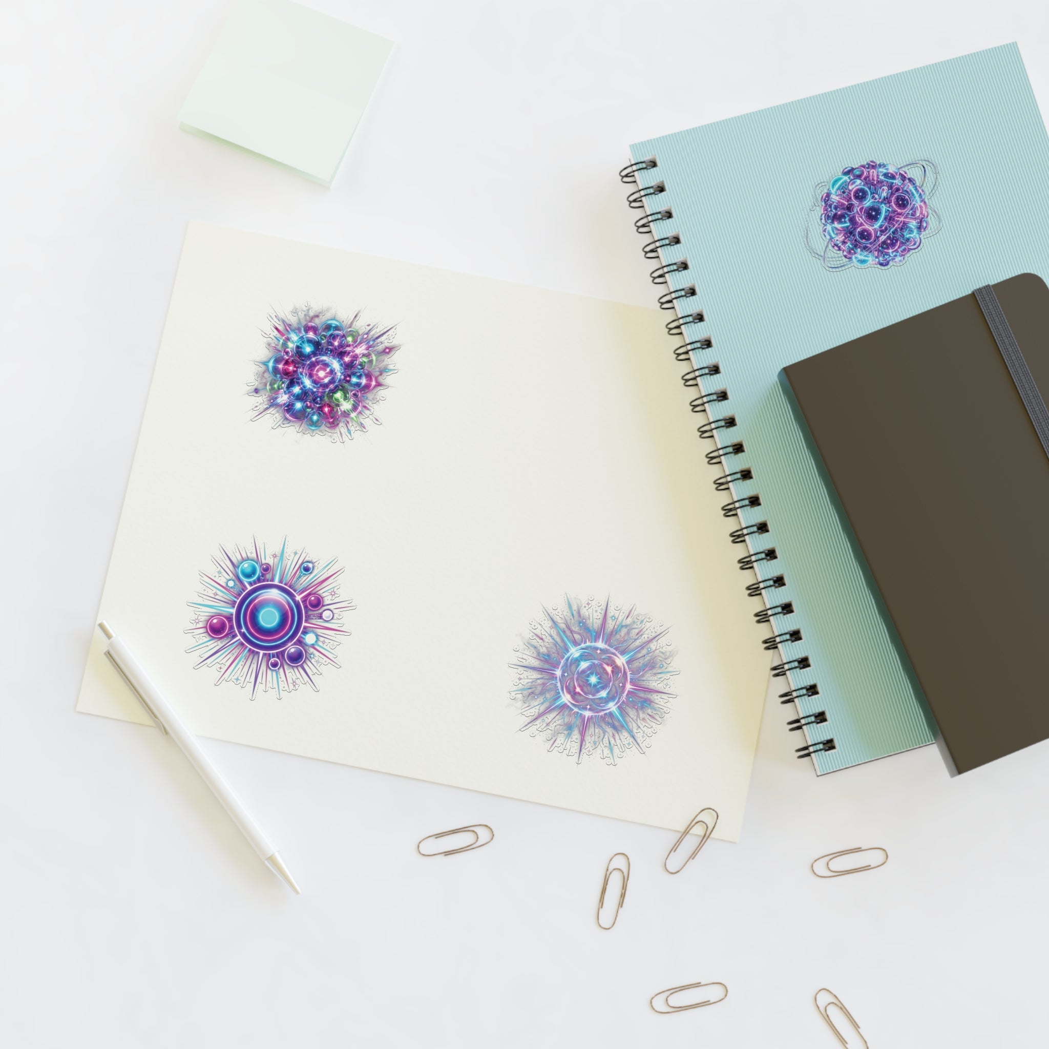 Cosmic Burst Sticker Sheet — Iridescent Galaxy Orb Decals