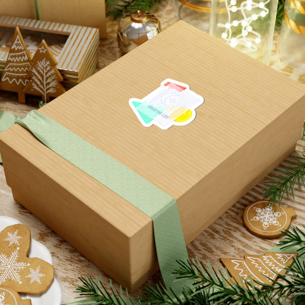 Creative Life Moon & Star Kiss-Cut Sticker — Pastel Geometric Laptop Decal