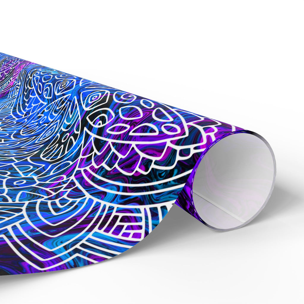 Psychedelic Mandala Wrapping Paper – Blue & Purple Marble Gift Wrap