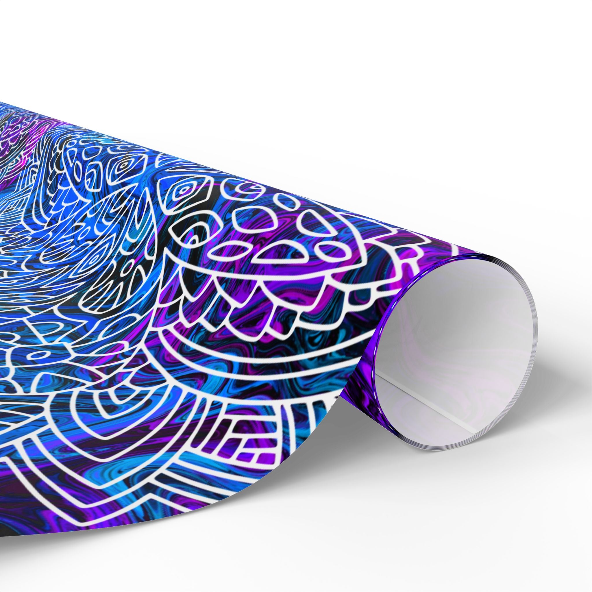 Psychedelic Mandala Wrapping Paper – Blue & Purple Marble Gift Wrap