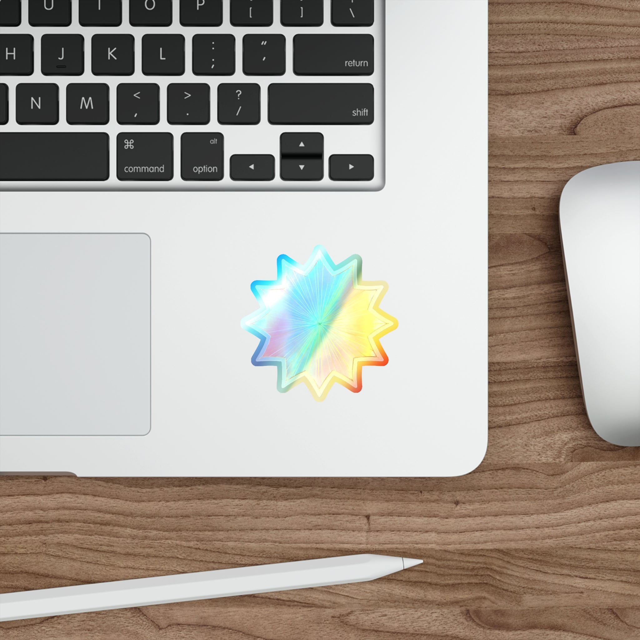 Holographic Starburst Die-Cut Sticker — Iridescent Rainbow Vinyl for Skateboards, Laptops & Water Bottles