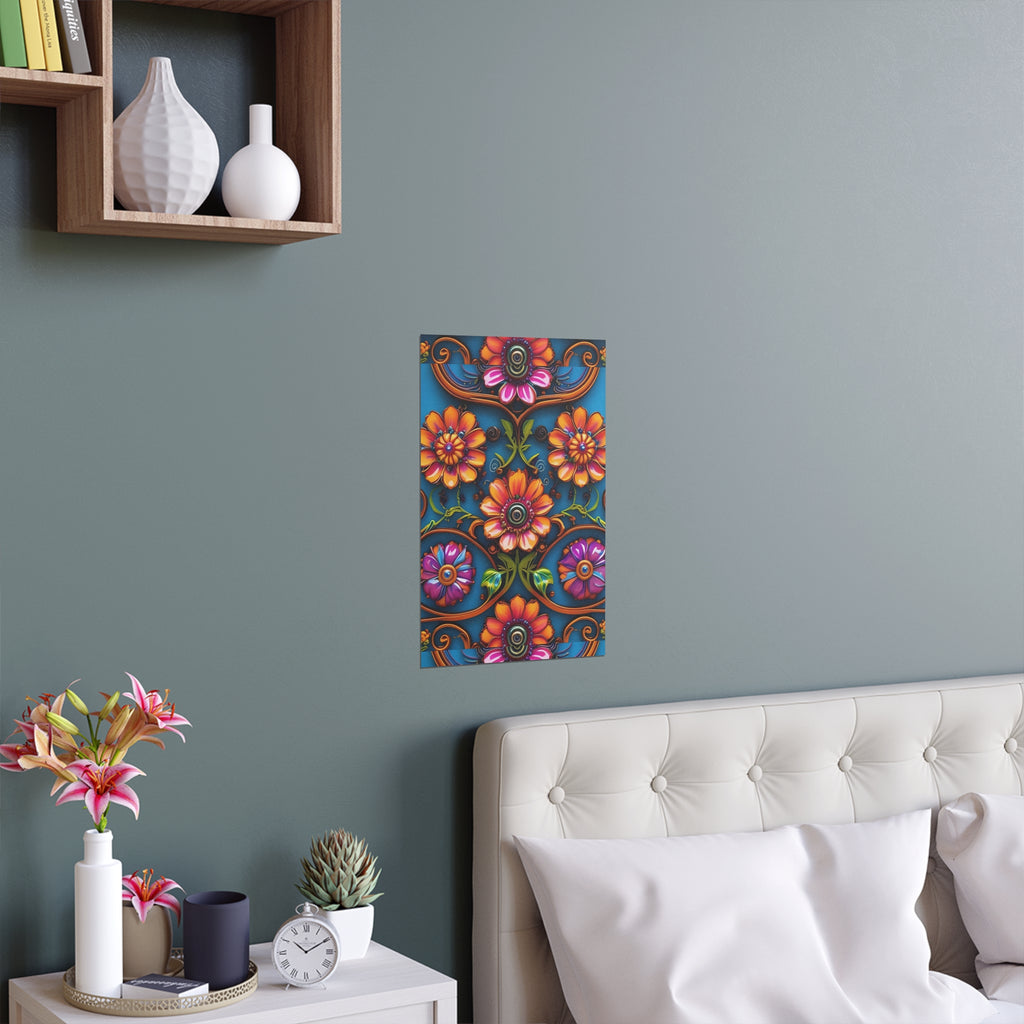 Floral Silk Poster – Vibrant Boho Wall Art for Indoor & Outdoor Decor