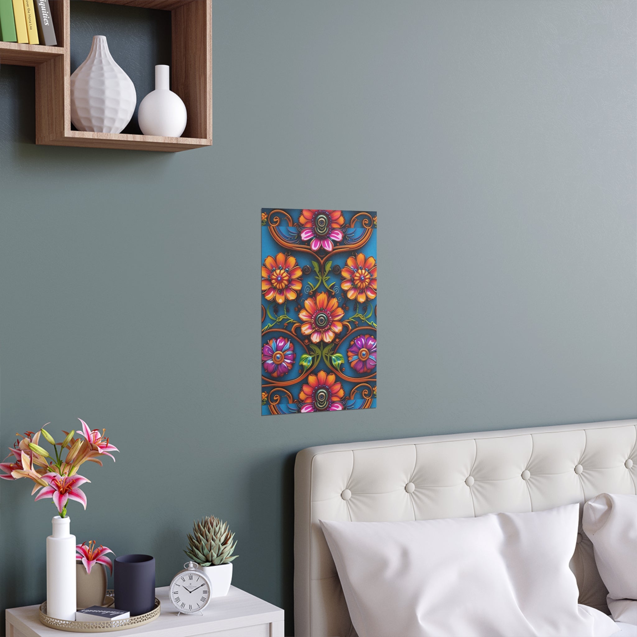 Floral Silk Poster – Vibrant Boho Wall Art for Indoor & Outdoor Decor