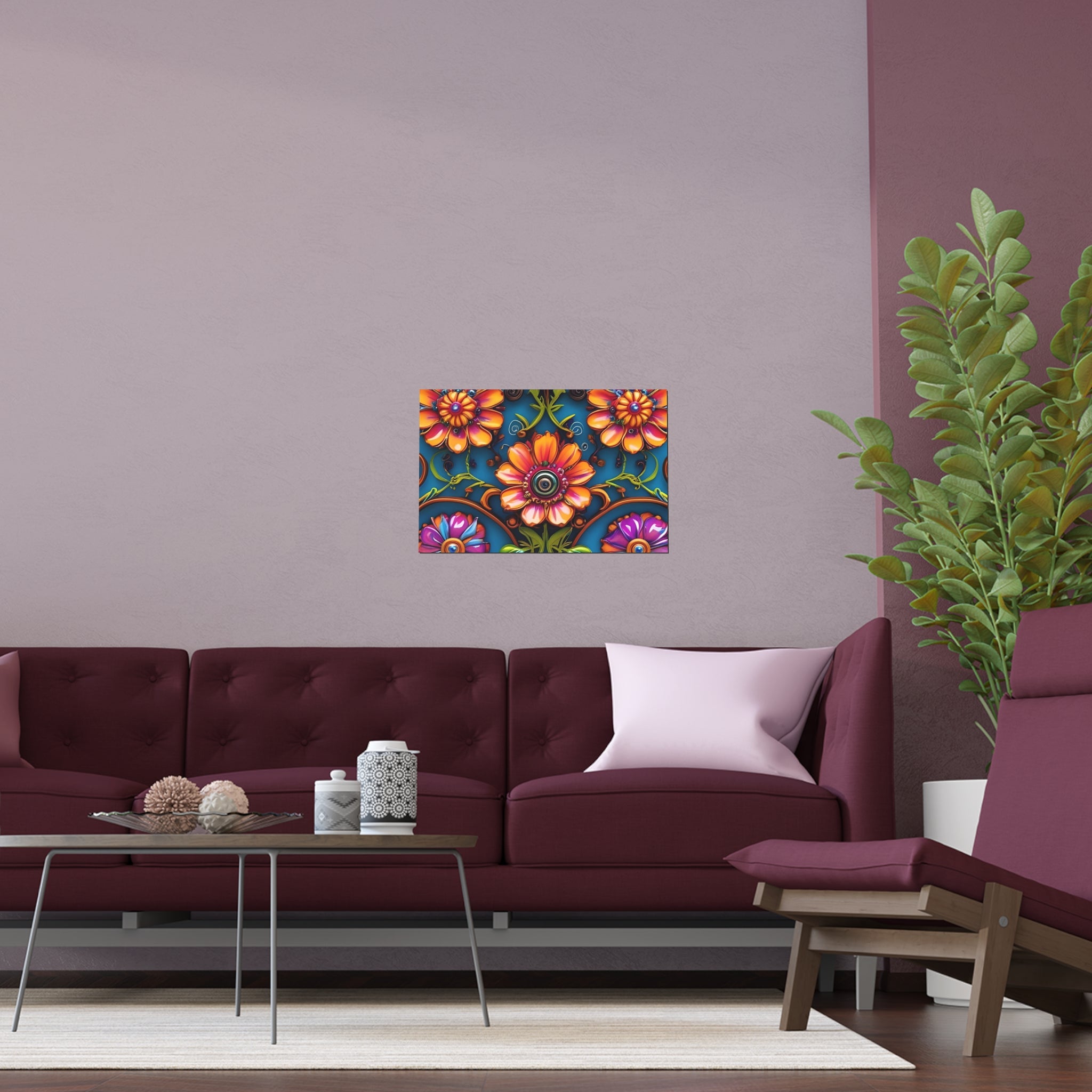Floral Silk Poster – Vibrant Boho Wall Art for Indoor & Outdoor Decor