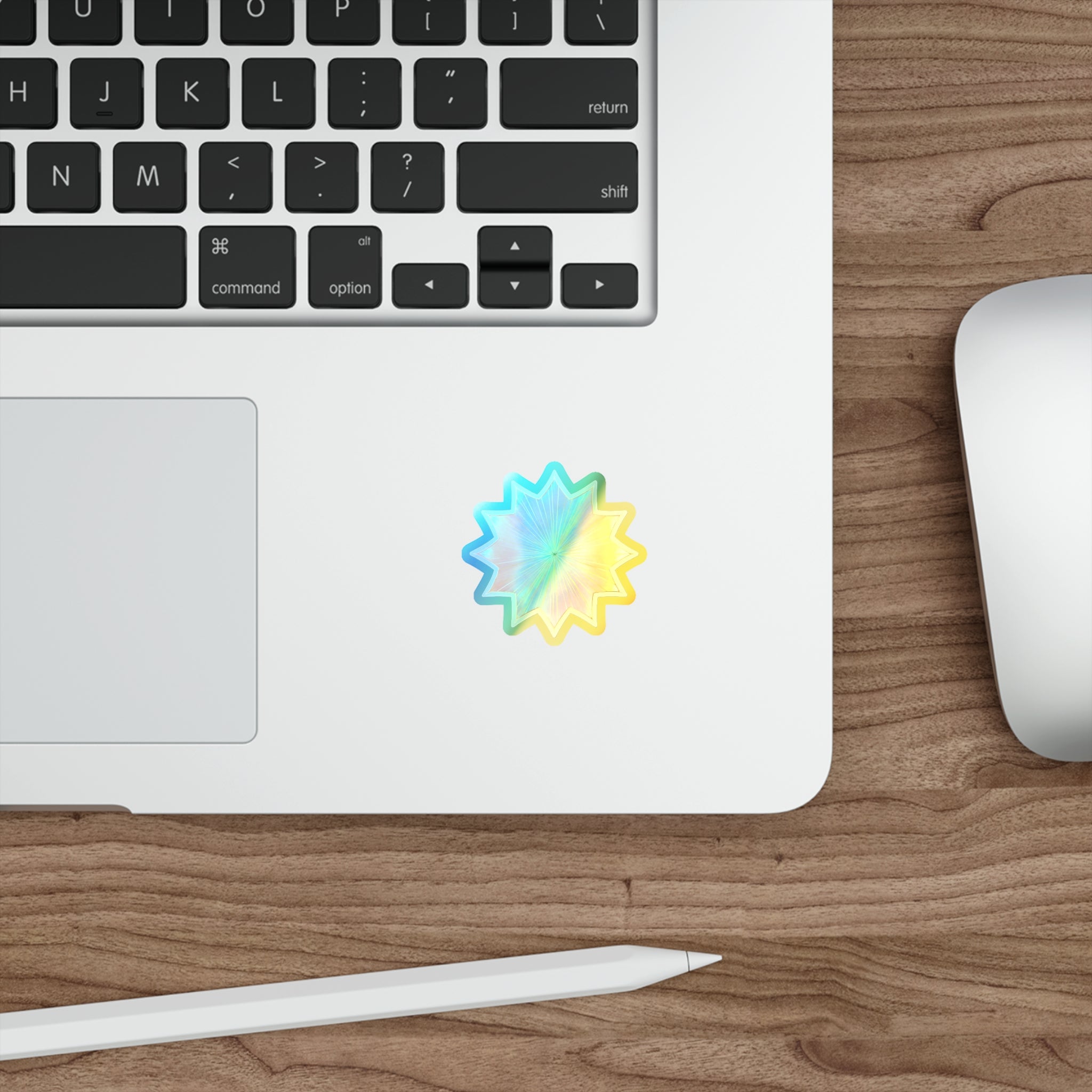 Holographic Starburst Die-Cut Sticker — Iridescent Rainbow Vinyl for Skateboards, Laptops & Water Bottles